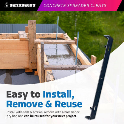 Sandbaggy 10" x 1 ⅛" Concrete Spreader Cleats - 1 ⅛" Plywood - Form Clips - Black Annealed Steel