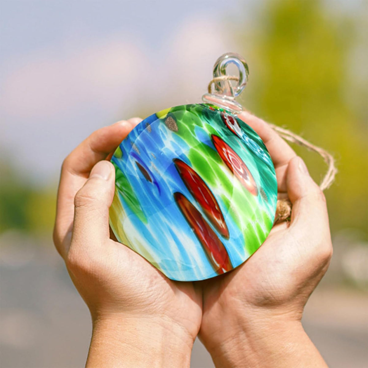 QFkris 4" Blown Glass Christmas Ornaments Ball for Christmas Tree, Hand Blown Glass Ornaments