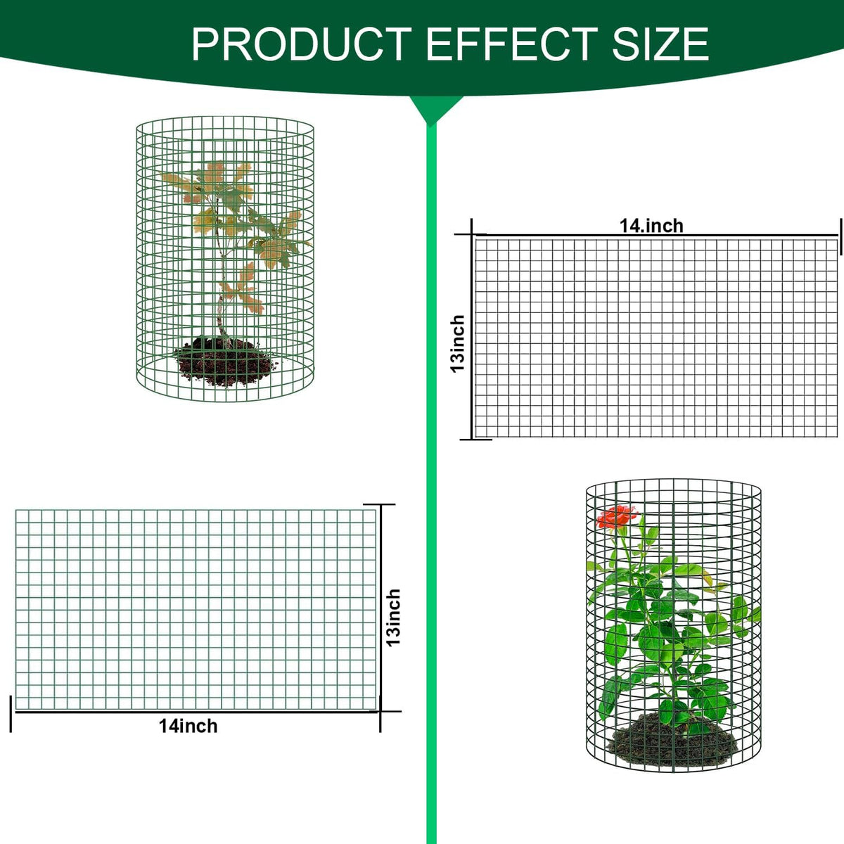 6 PCS Plant Protectors from Animals,14" H X 13" D Metal Mesh Plant Cage Covers with Garden Plant