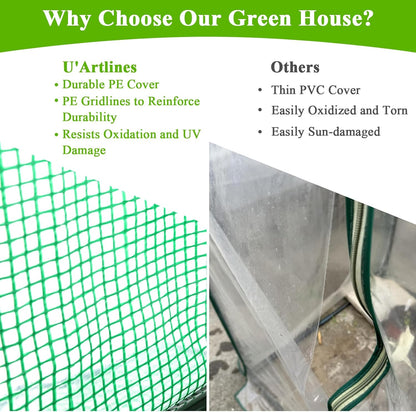 U'Artlines Portable Mini Greenhouse Small Green House with Waterproof Pad and Plant Label 47x24x24
