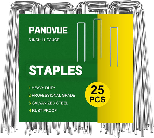 6 Inch Heavy Duty Galvanized Garden Staples, 11 Gauge Landscape Fabric Stakes with Adjustable Width