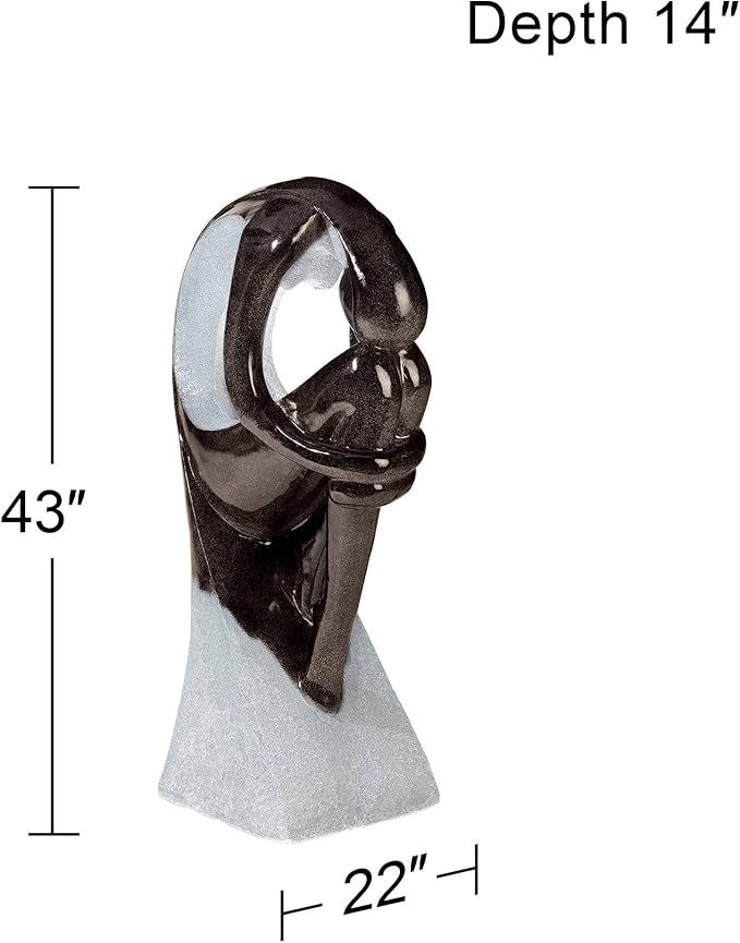 Graceful Form 43" High Large Modern Zen Indoor Outdoor Decor Resin Floor Fountain with Light LED