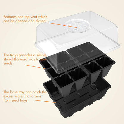 Gardzen 10 Pack Seed Starting Tray, Plant Germination Trays, Seed Starter Kit with Adjustable