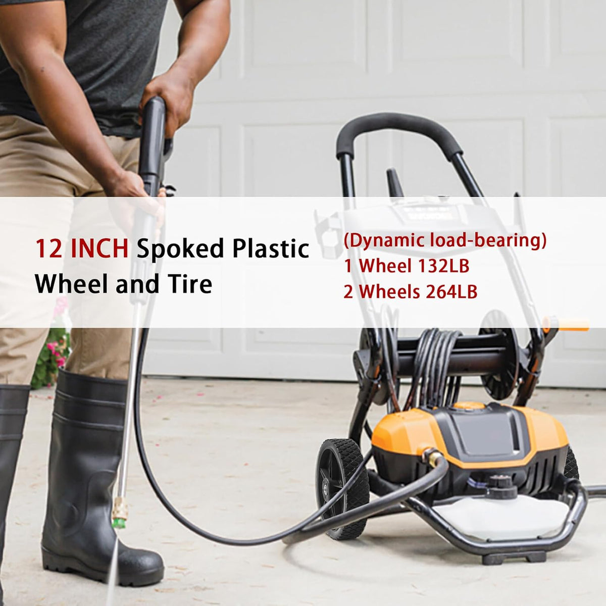 Parts Camp 12" Lawn Mower Wheels Kits 12 x 1.75'' Spoked Plastic Wheel and Tire For Push Mower