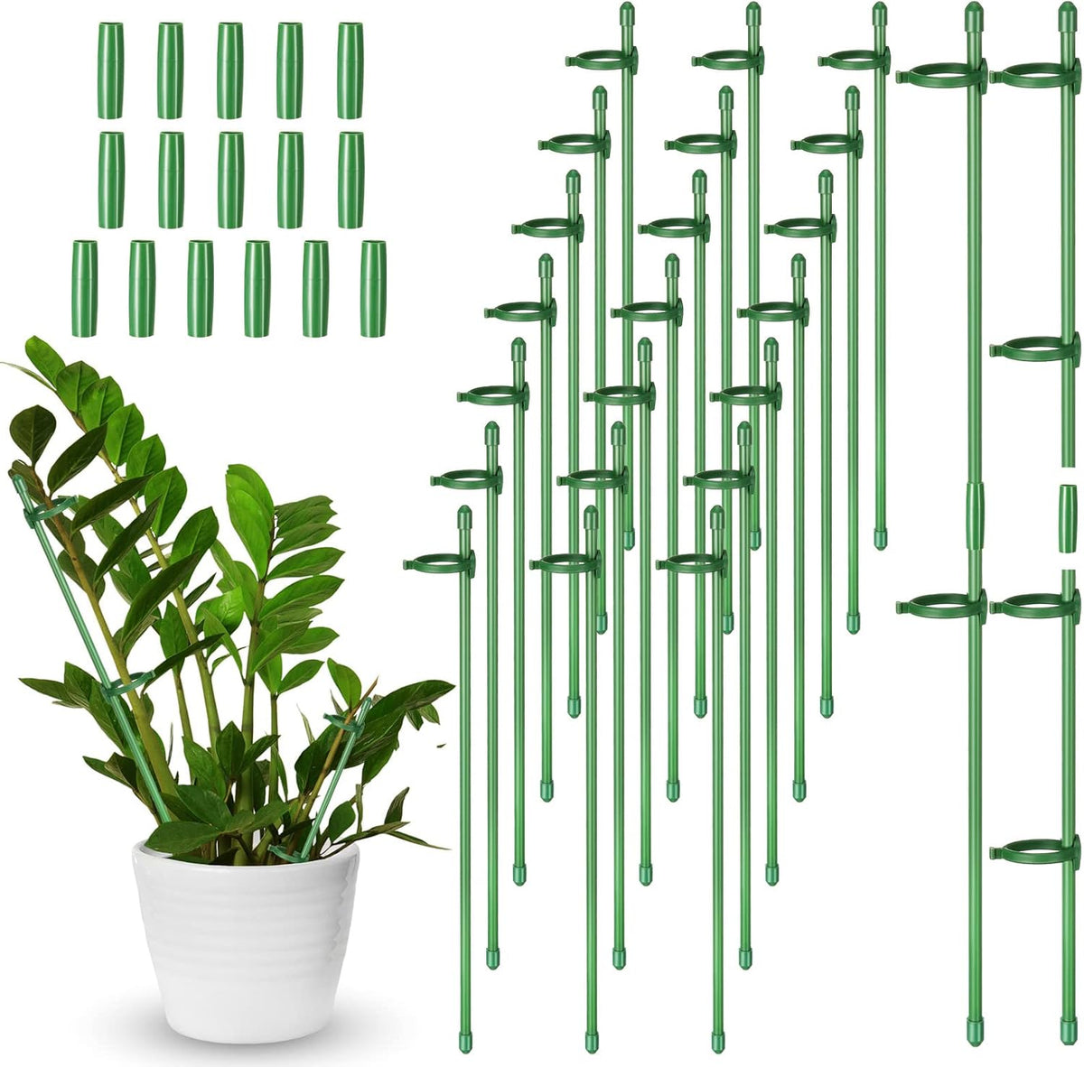 meekoo 30 Pcs Adjustable Garden Plant Support Stakes Single Stem Plant Cage Support Rings with