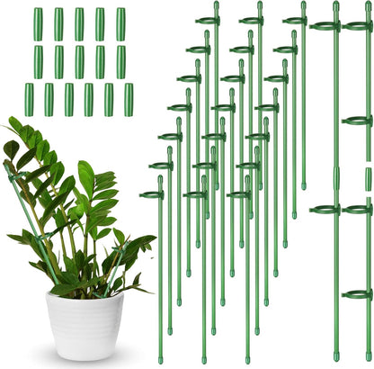 meekoo 30 Pcs Adjustable Garden Plant Support Stakes Single Stem Plant Cage Support Rings with