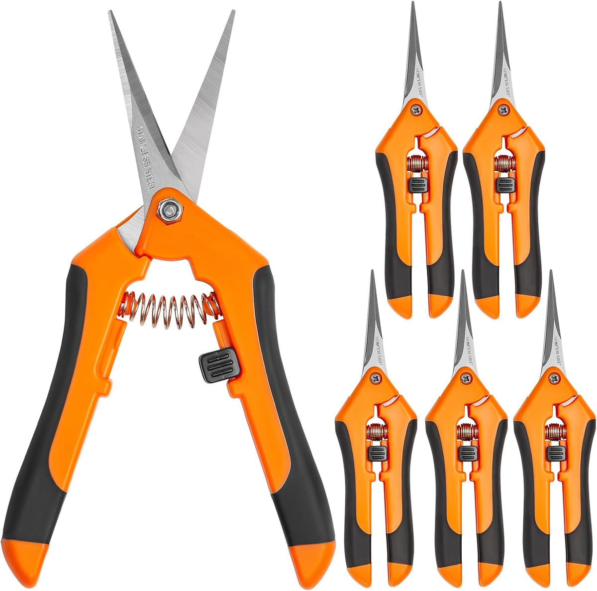 GROWNEER 6 Packs Pruning Shears Gardening Hand Pruning Snips with Straight Stainless Steel