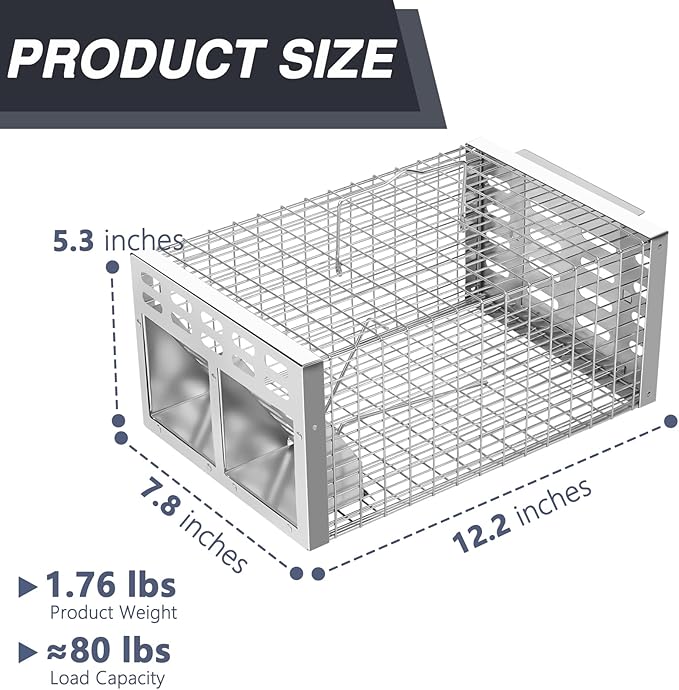 Rat Trap, Humane Live Rat Trap & Automatic Reset Mouse Traps with Dual One-Way Door Design – Catch