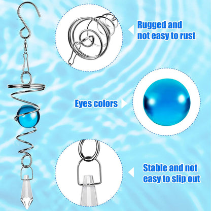 Jetec 3 Pcs Gazing Ball Spiral Tail Decorative Wind Spinner Stabilizer Indoor Outdoor Hanging Wind