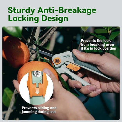 PrunePro Garden Scissors Pruning Shears Sharp Stainless Steel Non-Stick Teflon Coating Blade for