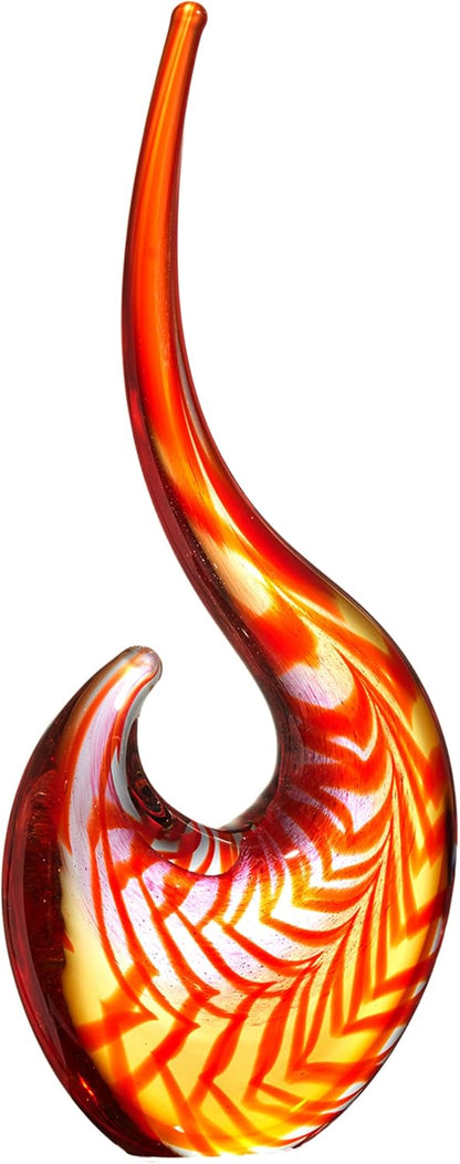 Luxury Lane Hand Blown Abstract Sun Conure Sommerso Art Glass Sculpture for Home Decor 15 inch Tall