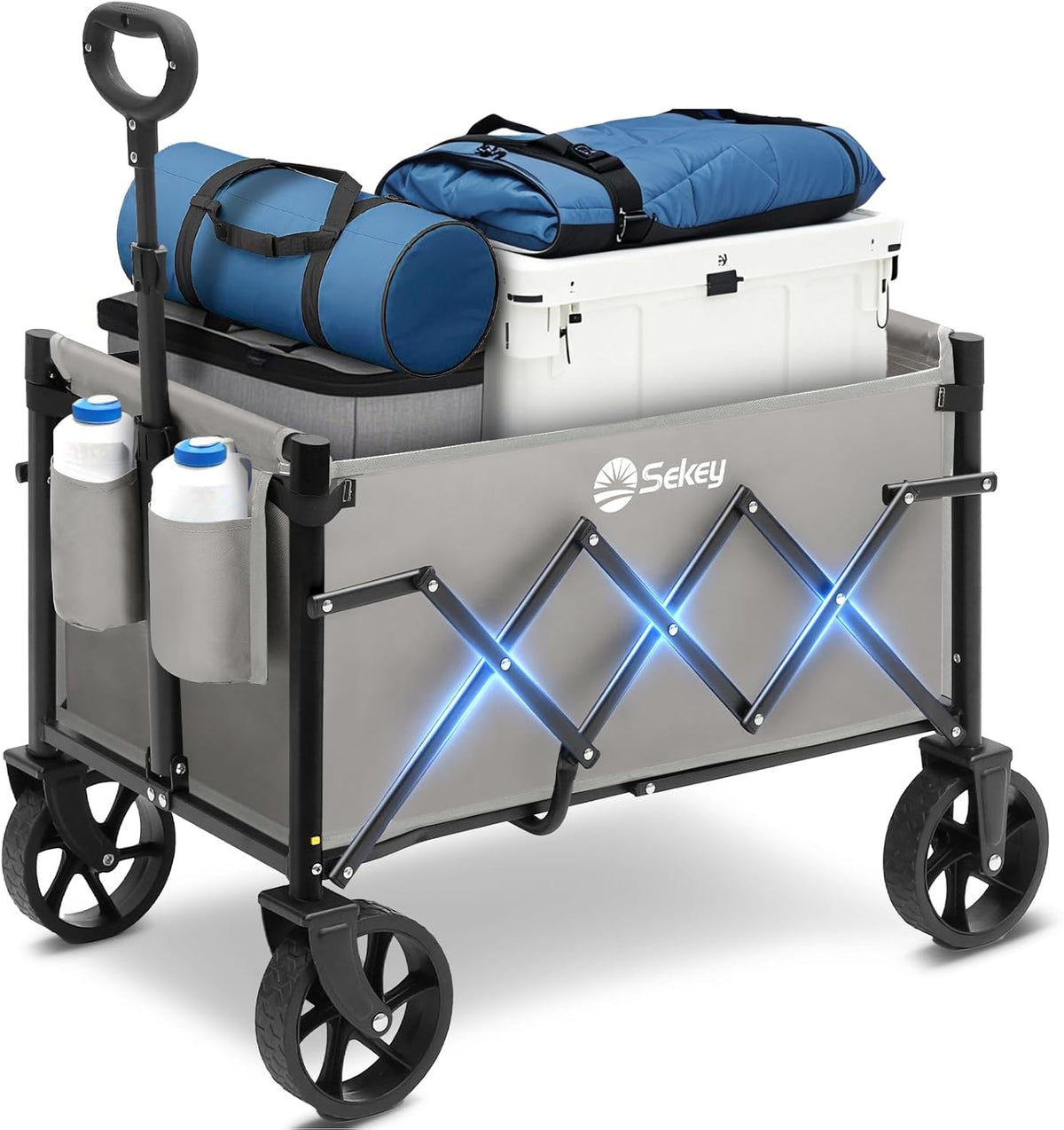 Sekey Heavy Duty Wagon with Big Wheels, Foldable Cart with 220LBS Capacity, Utility Lightweight