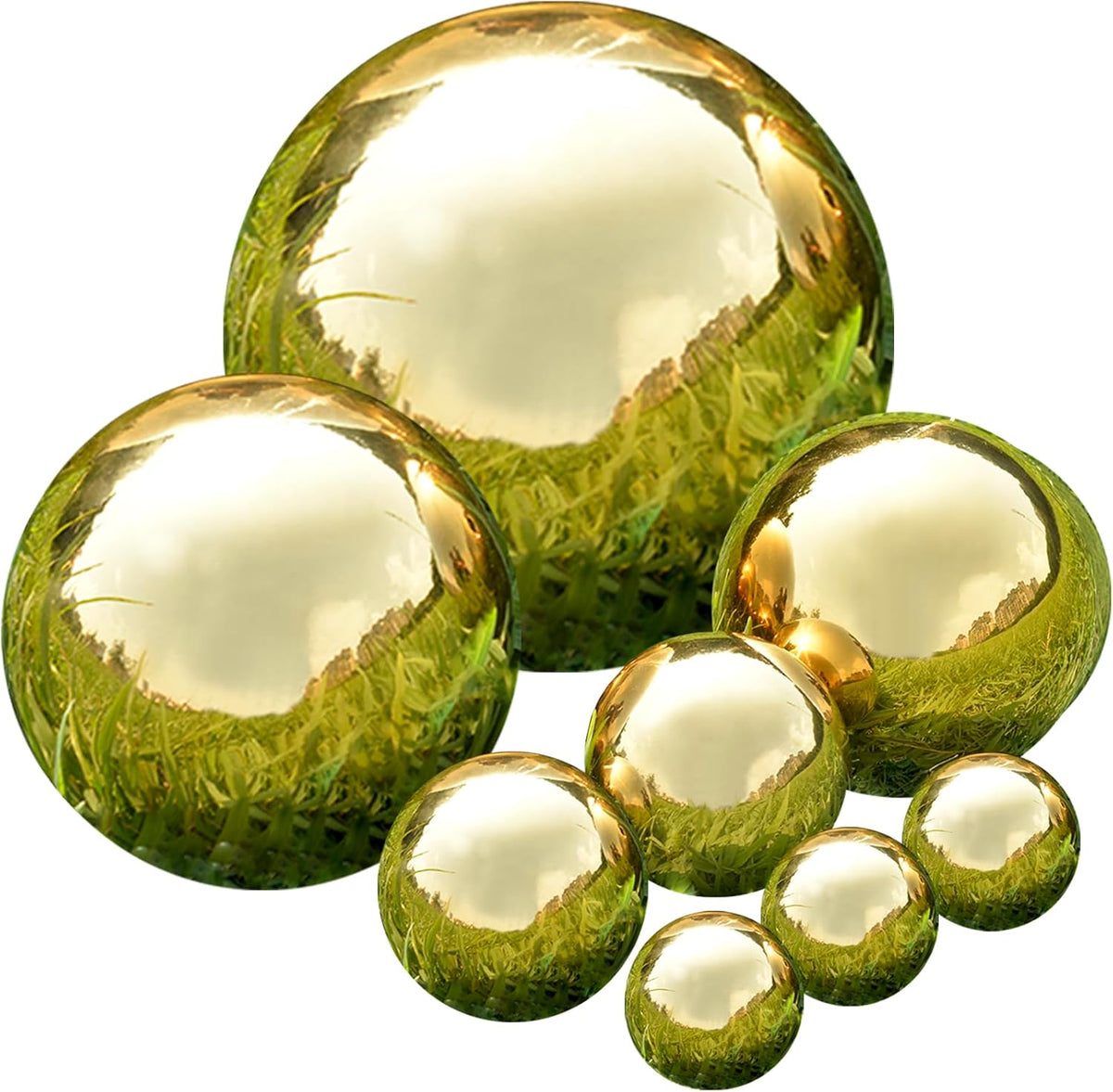 Nerien Gazing Ball, Stainless Steel Garden Mirror Globe, Polished Ornament Sphere, Hollow Floating