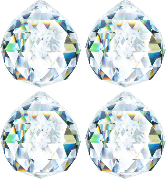 HDCRYSTALGIFTS 4 Pack 40MM Clear Crystal Prism Ball Suncatchers Rainbow Pendants Maker, Hanging