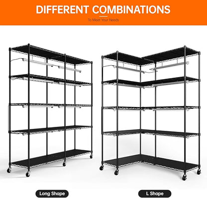 Bstrip 5-Tier Plant Shelf with Grow Light, Large L-Shaped or Long Shape Indoor Plant Stand, 8 Pack