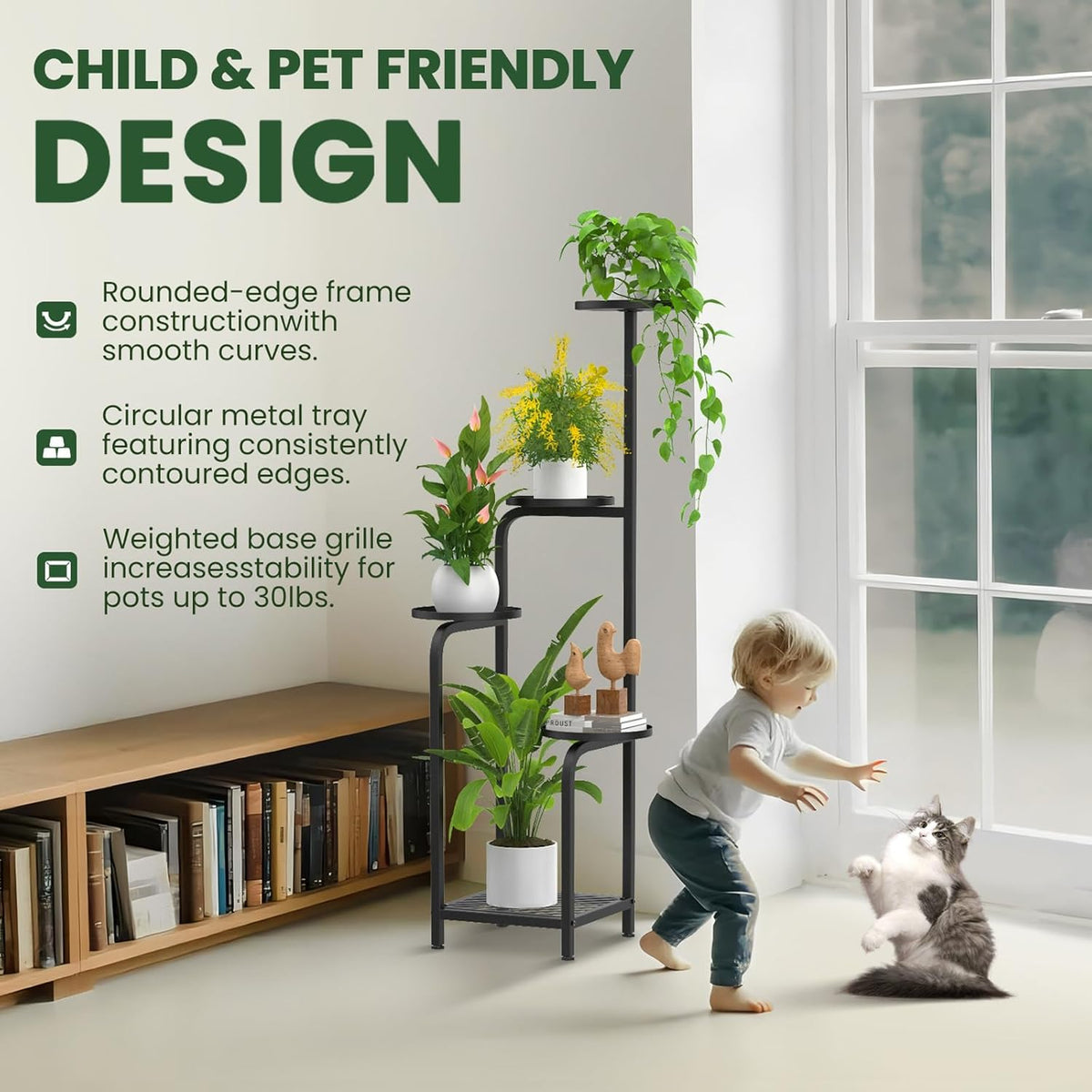 TOSKING 5 Tier Tall Plant Stand Indoor Outdoor, Heavy Duty Corner Shelf for Plants & Decor, Space