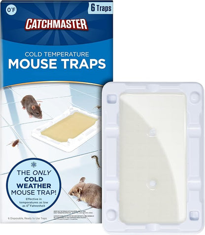 Catchmaster Freeze Resistant Glue Traps 6PK Mouse Traps Indoor for Home, Pest Control Adhesive