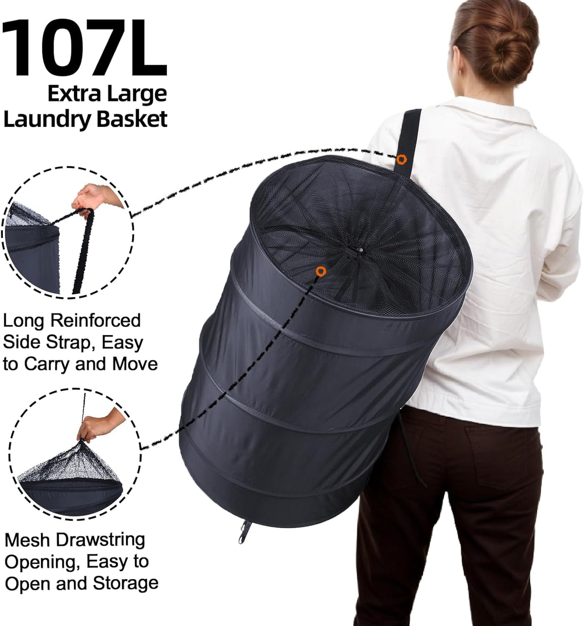 BATTOO Collapsible Laundry Baskets- Foldable Hamper for Laundry Extra Large Pop Up Laundry Hamper