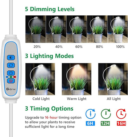 Plant Light Clip on 2 Pack, 6000K White Full Spectrum Plant Lights for Indoor Growing, Halo Grow