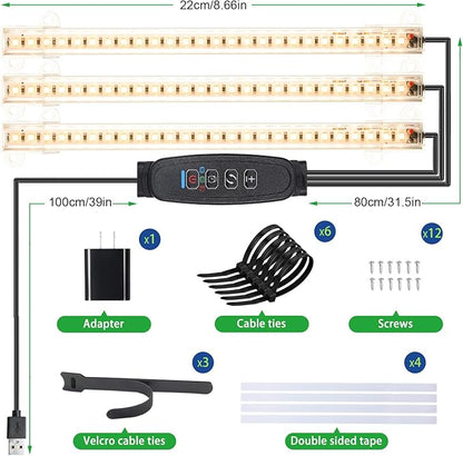 LED Grow Light Strips, Grow Lights for Indoor Plants Full Spectrum 3000K, 78 LEDs Plant Light with