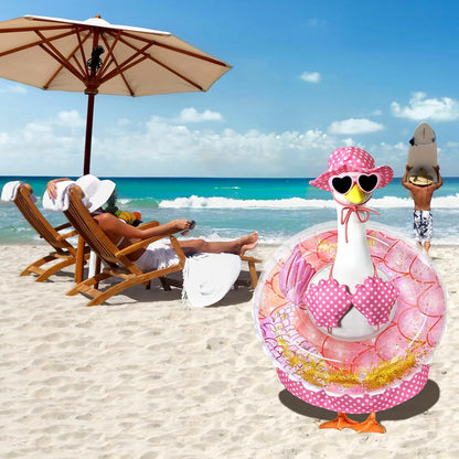 Summer Bikini Porch Goose Outfits, 23 Inch Hawaiian Goose Clothes for Cement Goose, Porch Goose