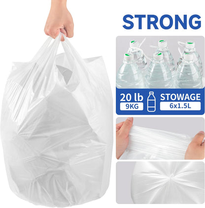 Small Trash Bags with Handles 5 Gallon 200 Count White - Ocean Plastic Upcycling - Plastic Garbage