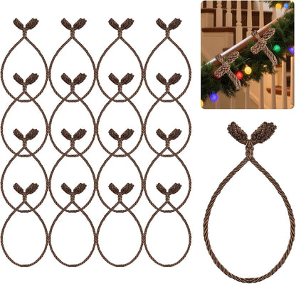 Christmas Garland Ties, 16Pcs 20in Garland Twist Ties for Banister, Reusable and Flexible