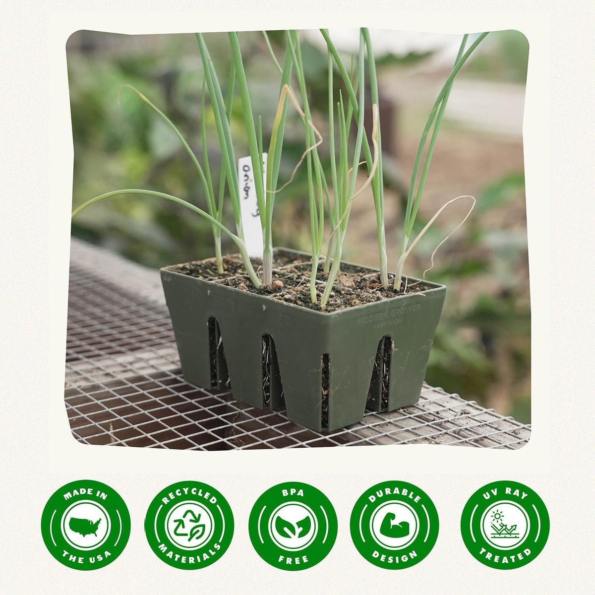 Epic Gardening 72 Pack Sage Green 6-Cell Reusable Seed Starter Tray - UV-Treated BPA-Free Plant