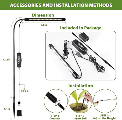 Grow Light 2 Pack, 6000K Full Spectrum Gooseneck Growing Lamp for Indoor Pot Plants