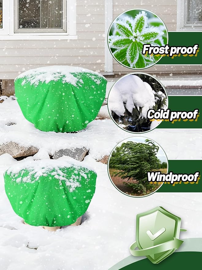 ANPHSIN 12 Pcs Plant Covers Freeze Protection - 19.6in x 39.3in Winter Shrub Plant Protection Bags