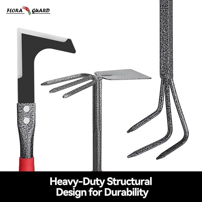 FLORA GUARD Garden Tool Set, 6-Piece Heavy Duty Gardening Hand Tools with Soft Rubber Handle