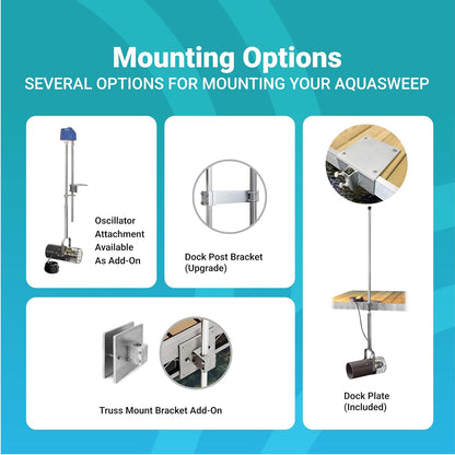 Scott Aerator 1 Horse Power, 115V Muck Blaster - 50ft Cord | 1HP Aquasweep w/Dock Mount | Water