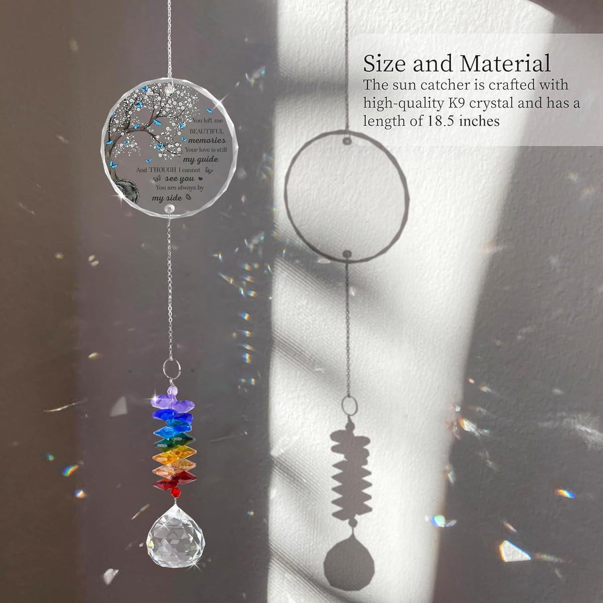 Memorial Suncatcher - Sympathy Gift for Loss of Loved One - Crystal Rainbow Maker - Bereavement