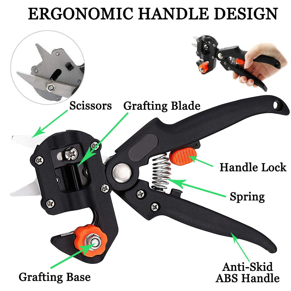 Krewey 2-in-1 Garden Grafting Tools Pruner Kit, V-Graft Omega-Graft and U-Graft, Plant Branch Vine