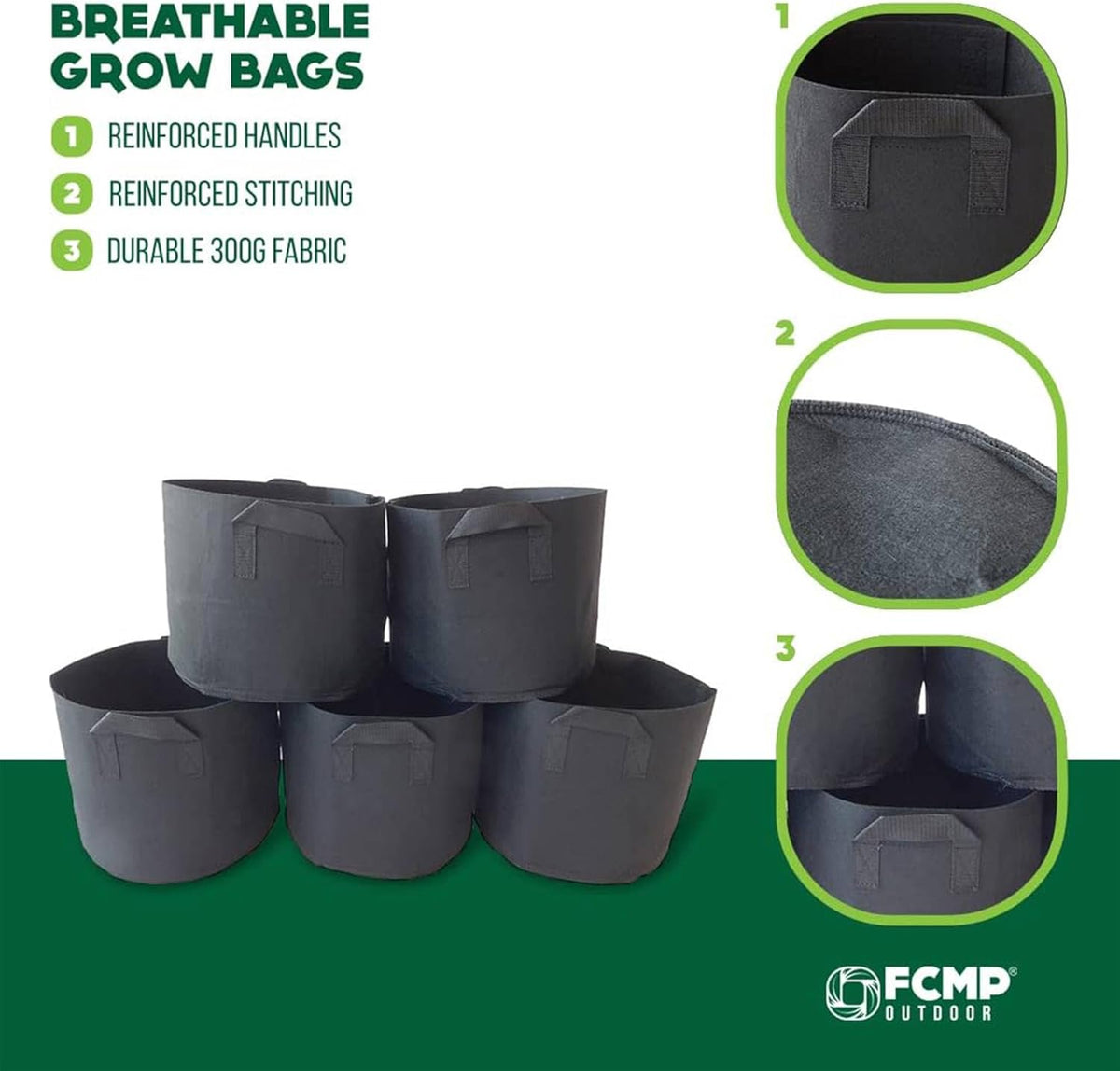 FCMP Outdoor 20-Gallon Modern Lightweight Non-Woven Insulating Fabric Breathable Grow Bags for