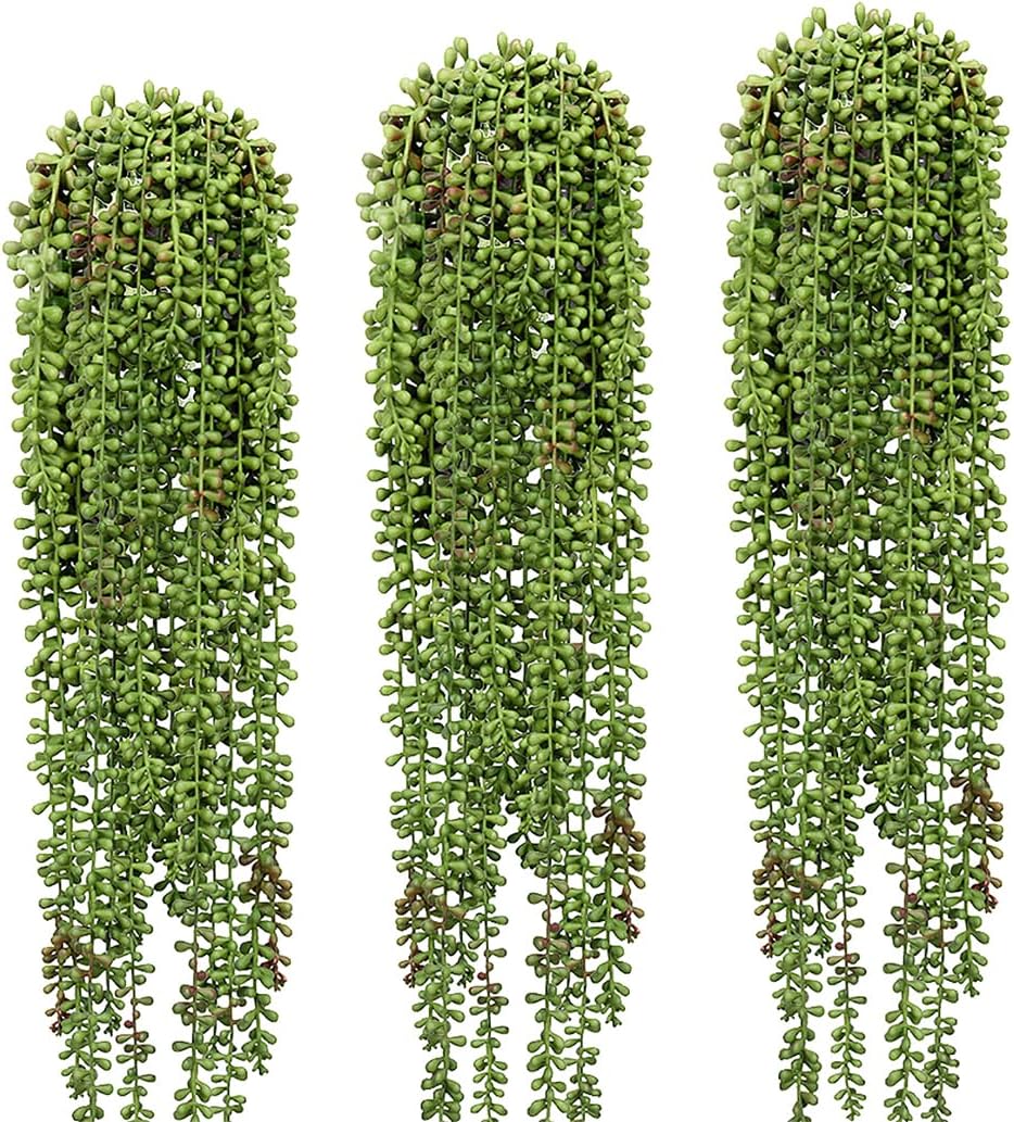 3 Pcs String of Pearls Plant Artificial Hanging Succulents Plants for Home Garden Decor (Pots Not