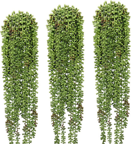 3 Pcs String of Pearls Plant Artificial Hanging Succulents Plants for Home Garden Decor (Pots Not