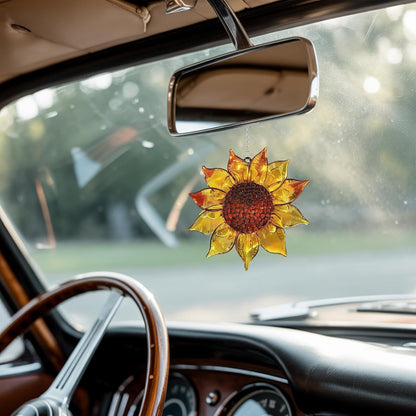 Stained Glass Effect Sunflower Acrylic Suncatcher Window Car Hanging Christmas Ornament Indoor