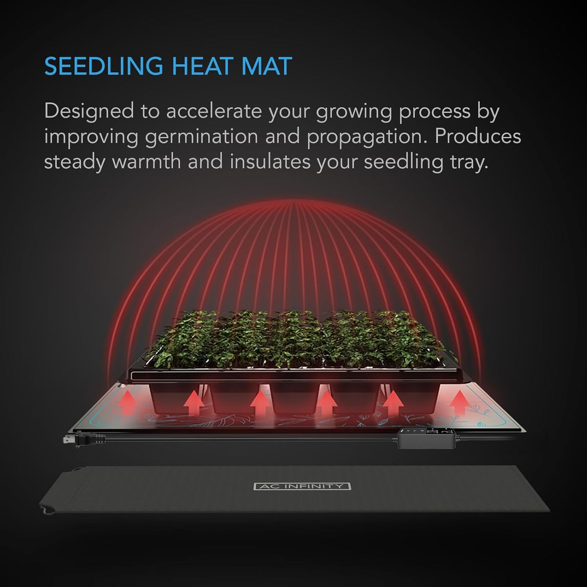 AC Infinity SUNCORE H3, Seedling Mat 10” x 20.75” with Digital Thermostat Controller for Exact