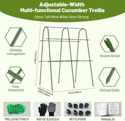 Extra Tall Metal Arch Trellis, 71X71 inch U-Shape Garden Trellis with Netting, Rust-Resistant PE