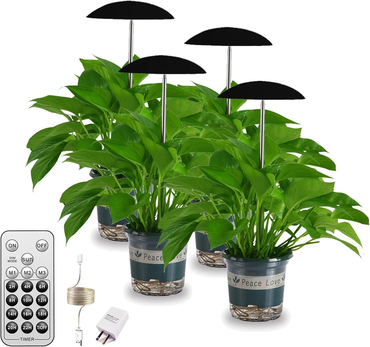 LED Grow Lights for Indoor Plants 4 Pack, Smart USB Small Full Spectrum Plant Lights with Remote