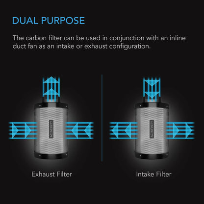 AC Infinity Air Carbon Filter 12" with Premium Australian Virgin Charcoal, for Inline Duct Fan