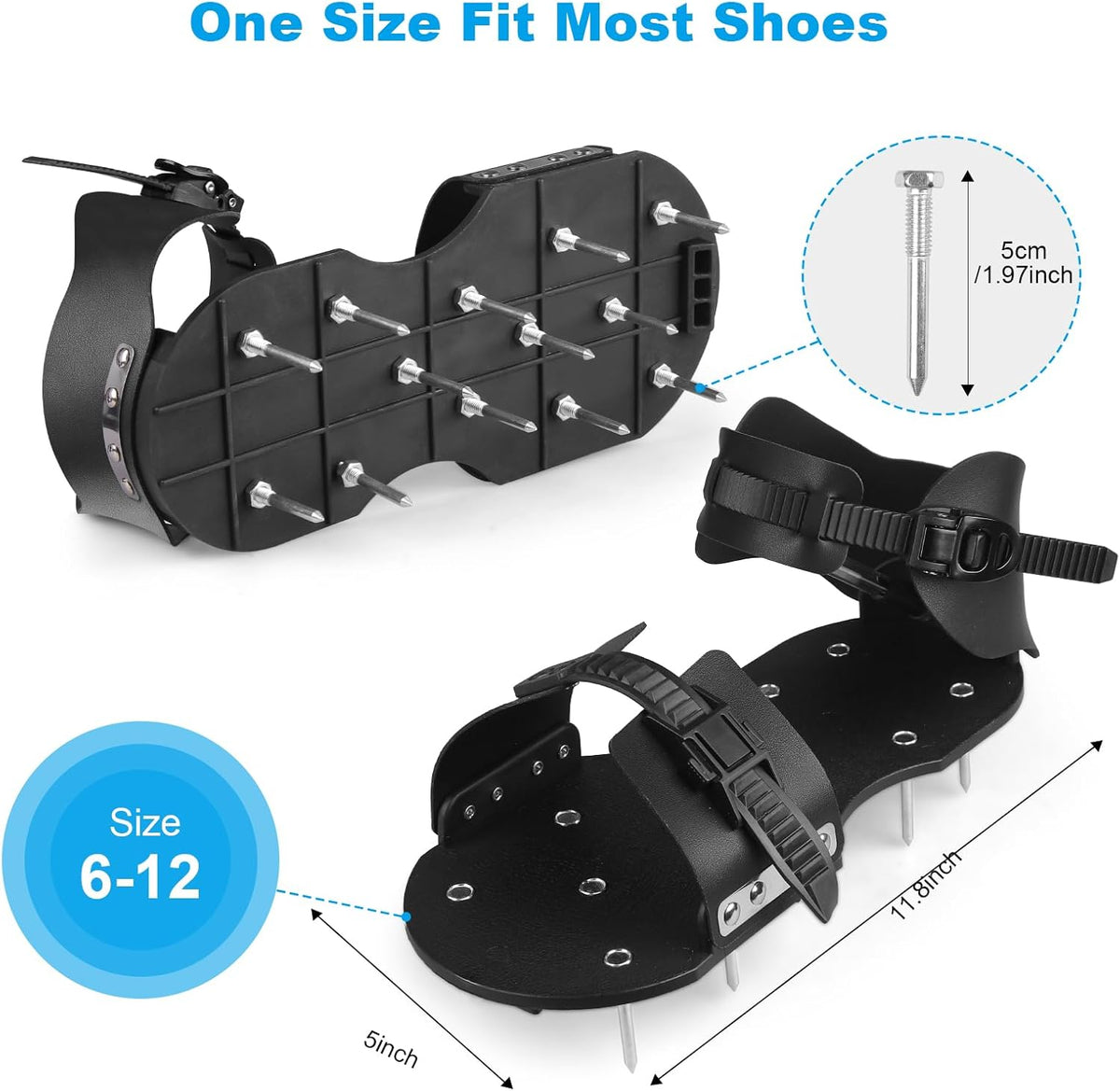Lawn Aerator Shoes, Aerator Shoes with Adjustable Loop Strap and Snap-On Buckle, with 26 Stainless