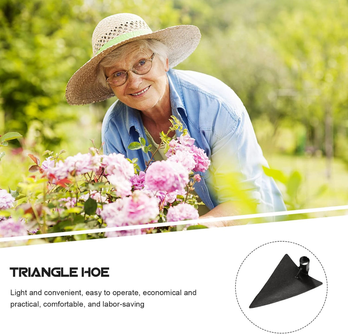 DOITOOL Triangle Hoe Steel Garden Digging Hoe for Weeding Planting Digging Soil, Gardening Hoe Hand