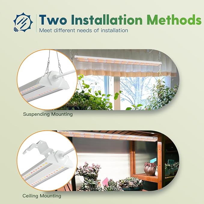 FREELICHT 4 Pack 4ft LED Grow Light with Timer, 60W (350W Equivalent), Sunlike Full Spectrum