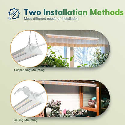 FREELICHT 4 Pack 4ft LED Grow Light with Timer, 60W (350W Equivalent), Sunlike Full Spectrum