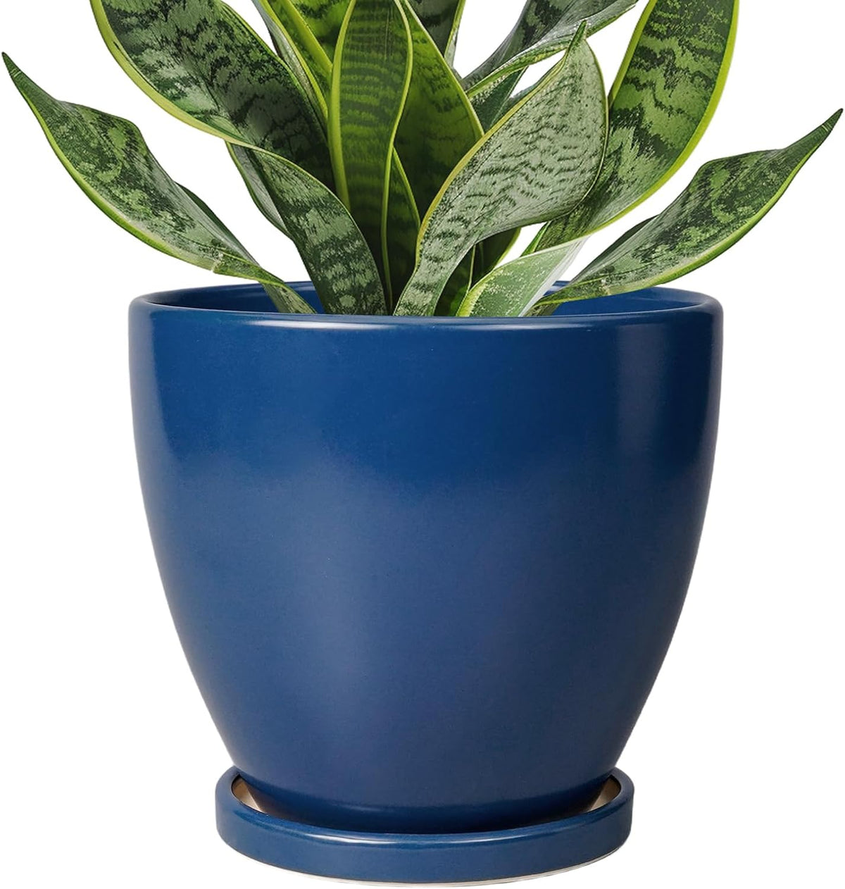 6.8 Inch Plant Pot - Ceramic Planter with Drainage Hole and Saucer, Modern Round Flower Pot