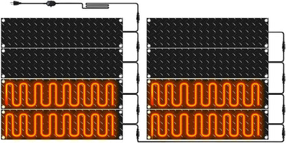Riakrum 8 Pcs Heated Snow Melting Mats Outdoor, 10 x 30 in Winter Anti-Slip Heated Rubber Mat for