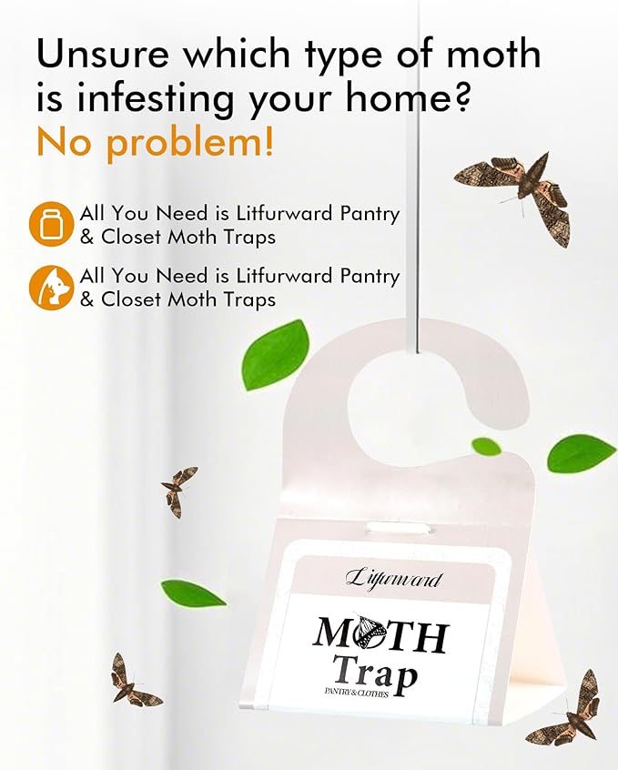 Pantry Moth Traps - Extra Strength Hanging Clothes Clothing Moth Traps with Pheromone for House