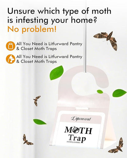 Pantry Moth Traps - Extra Strength Hanging Clothes Clothing Moth Traps with Pheromone for House